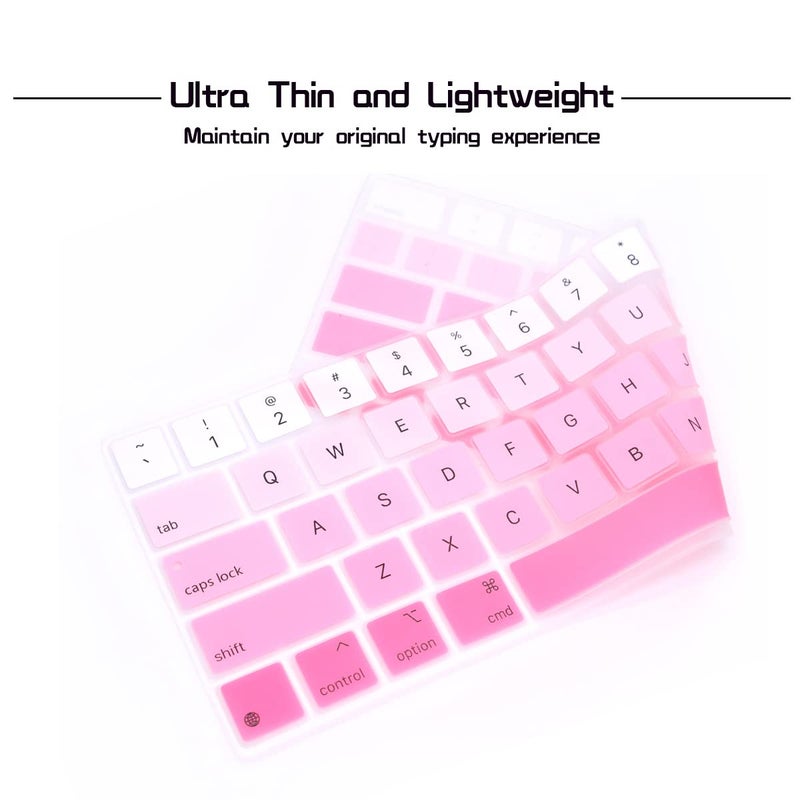 HRH Silicone Magic Keyboard Cover Skin for iPad Pro 12.9 Inch Magic Keyboard(4nd Generation) 2020 Model MXQU2LL/A,for iPad Pro 12.9 Keyboard Protector Accessories-Ombre Pink - Image 3